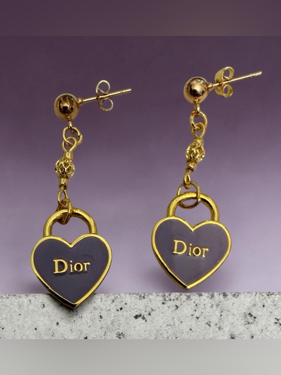 Dior Jewelry - Dior charm/zipper pull 18k Gold plated and Purple Heart  Earrings
